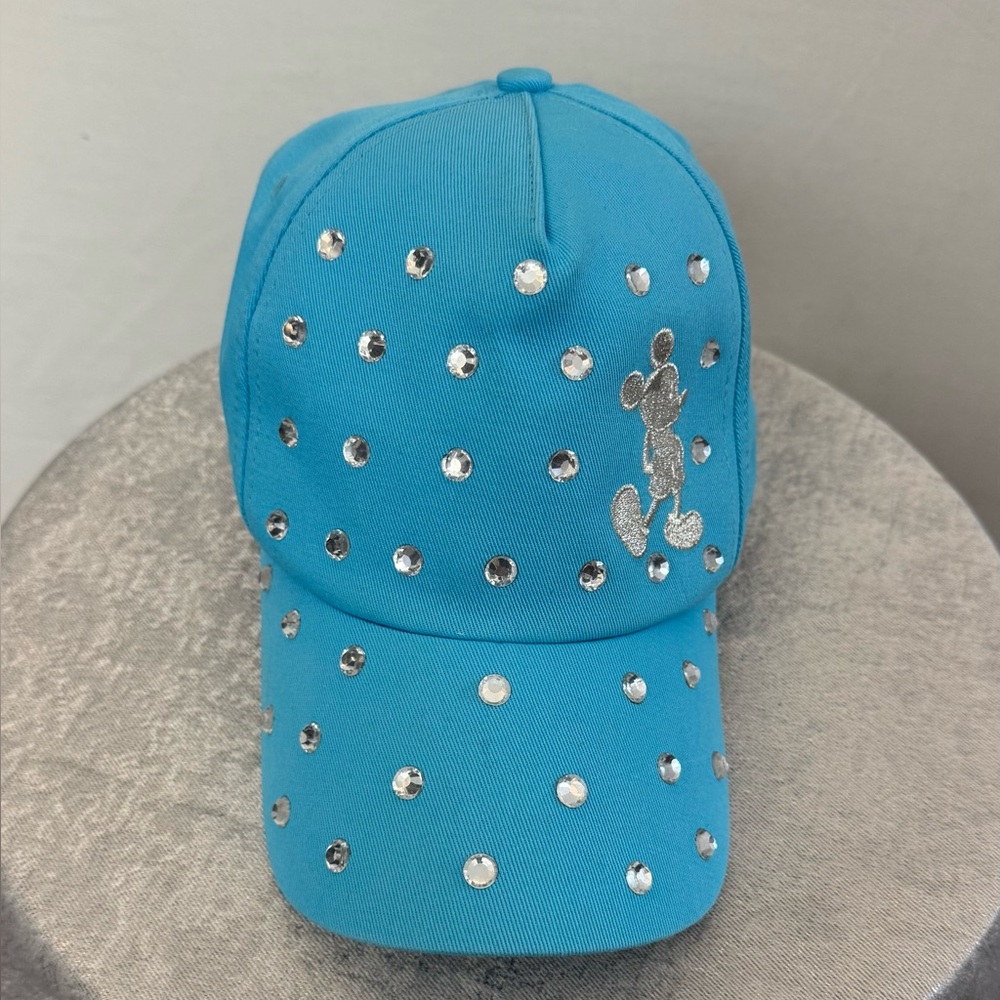 Disney Parks Mickey Mouse Youth Cap – Turquoise with Rhinestones (N10)✨✨